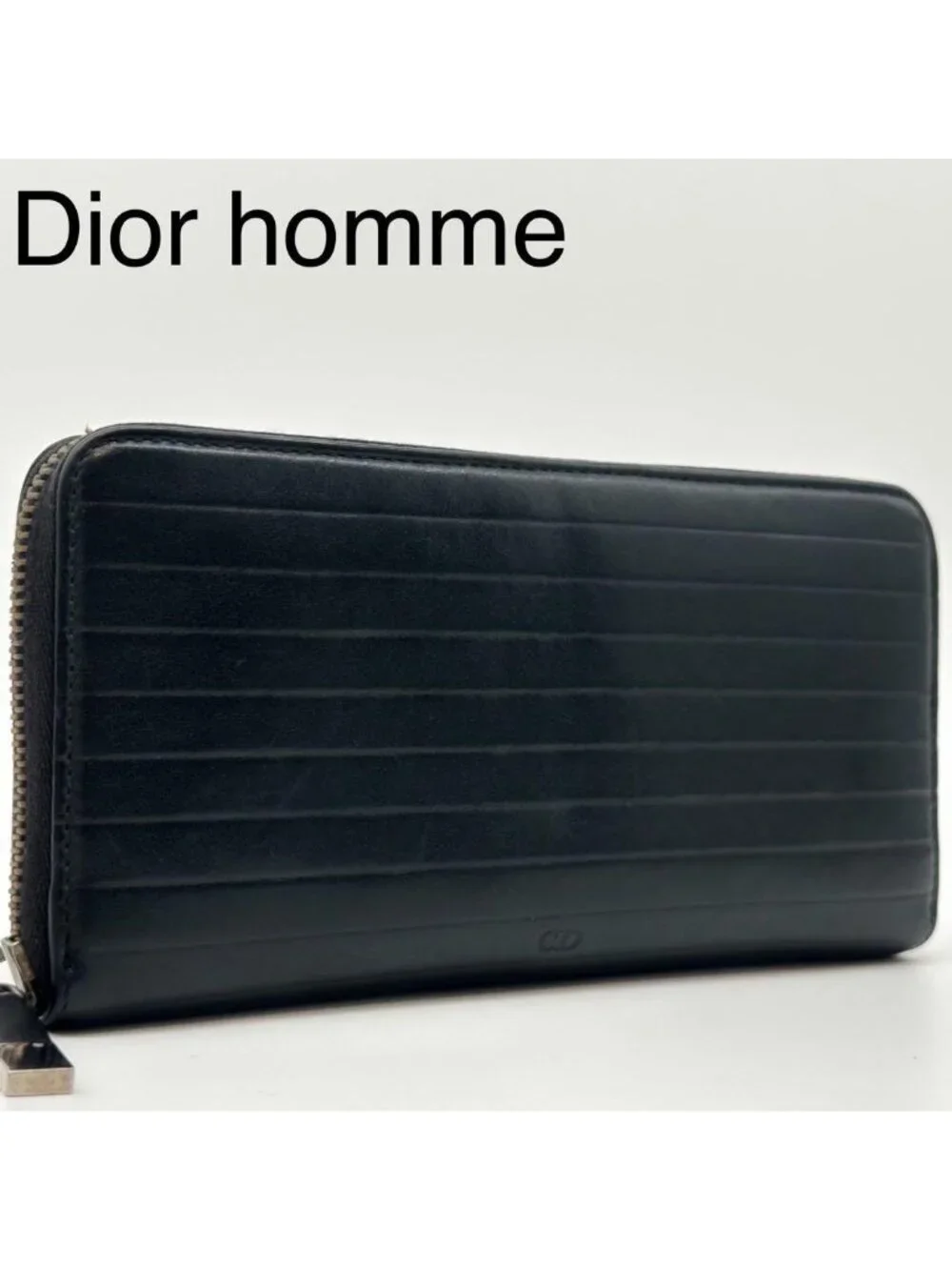 Dior Homme Zip Around Wallet Leather Logo CD